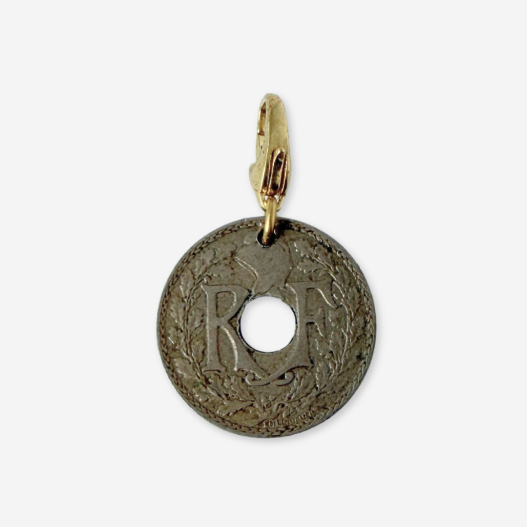 Refashioned Vintage French 10 Centimes Coin charm