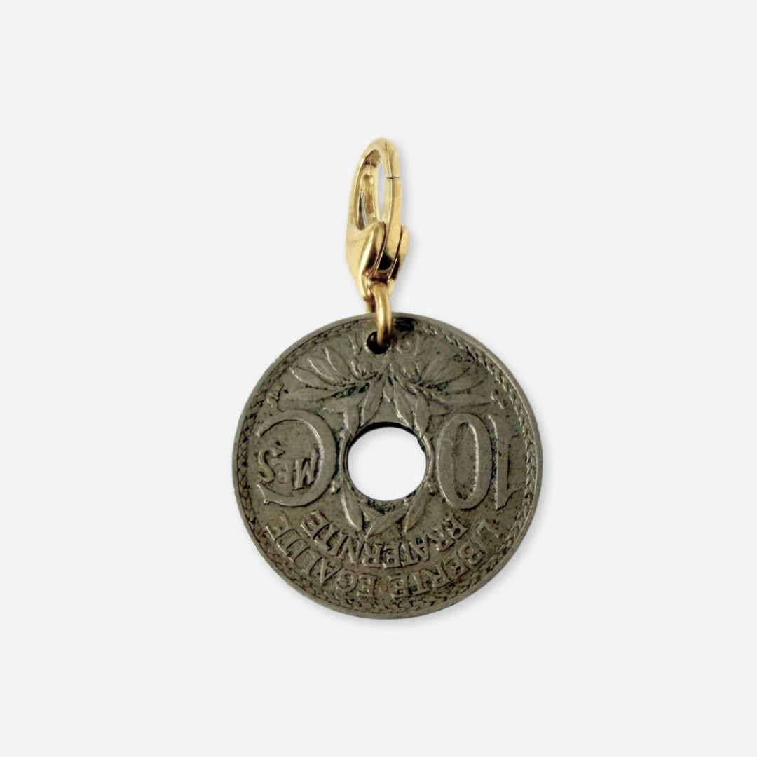 Refashioned Vintage French 10 Centimes Coin charm