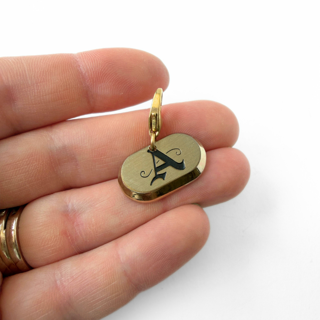 Vintage mixed metal oval "A" monogram charm