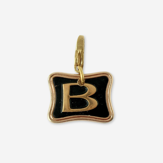 Refashioned vintage black and gold letter "B" charm