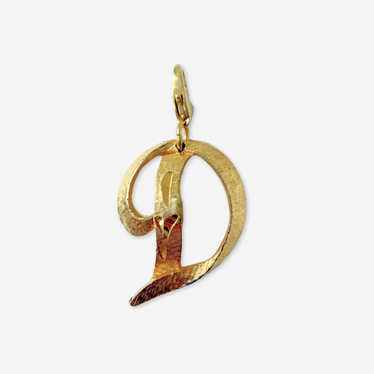 Large vintage gold tone letter "D" monogram charm