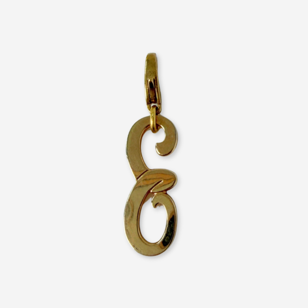 Refashioned vintage shiny gold letter "E" charm