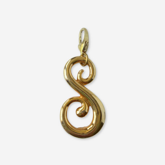 Large vintage gold plated "S" monogram charm