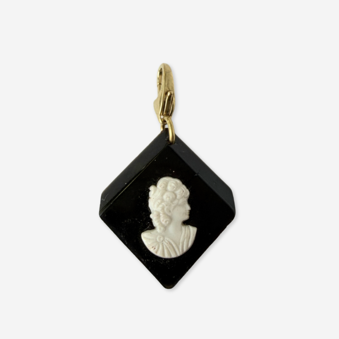 Refashioned Vintage Black and White Cameo Charm