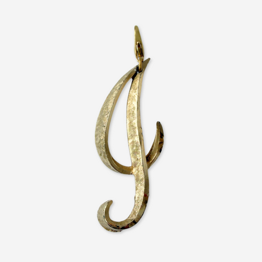 Large vintage matte gold letter "J" monogram charm