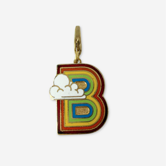 Refashioned vintage rainbow letter "B" enamel charm