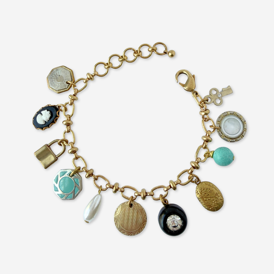Repurposed vintage mixed charm bracelet