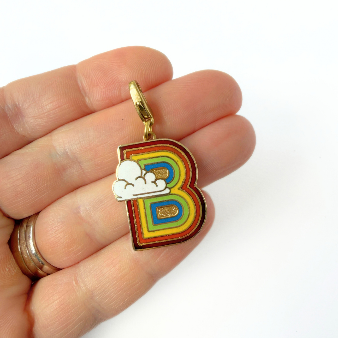 Refashioned vintage rainbow letter "B" enamel charm