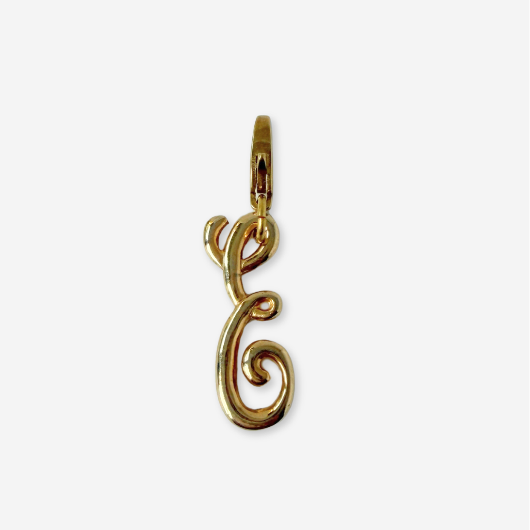 Refashioned vintage gold plated letter "E" charm