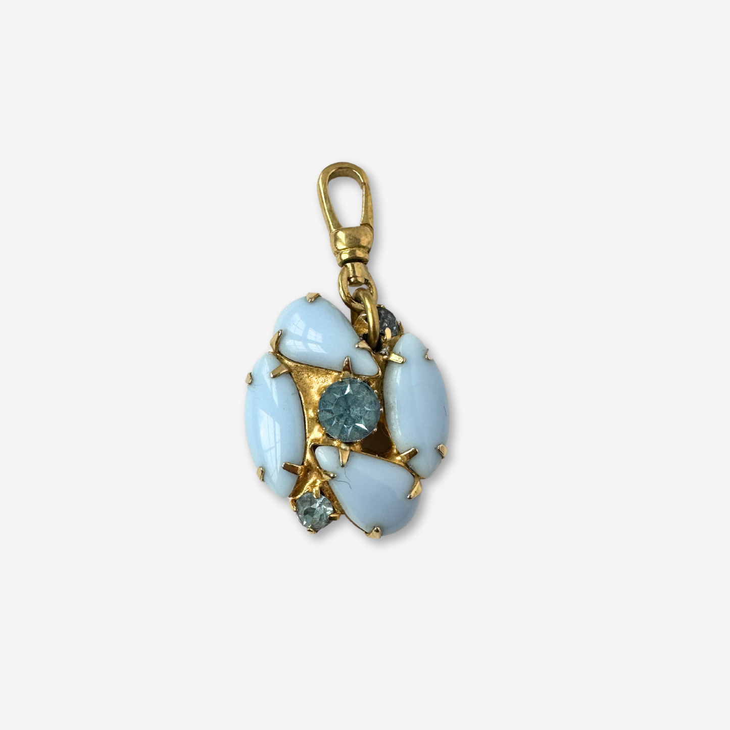 Vintage periwinkle and light blue rhinestone charm