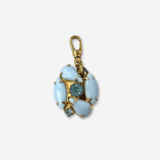 Vintage periwinkle and light blue rhinestone charm