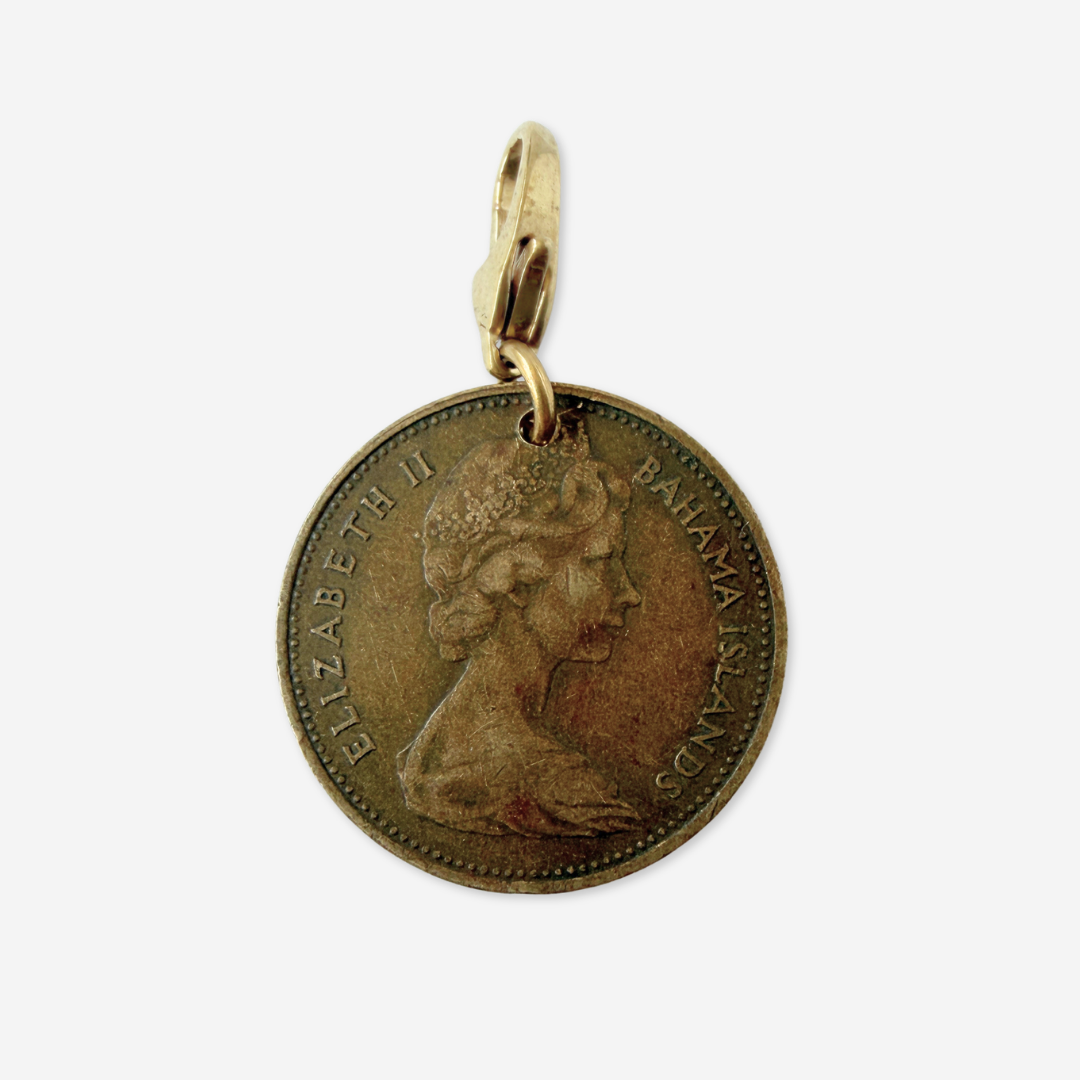 Vintage Queen Elizabeth Bohemian one cent coin charm
