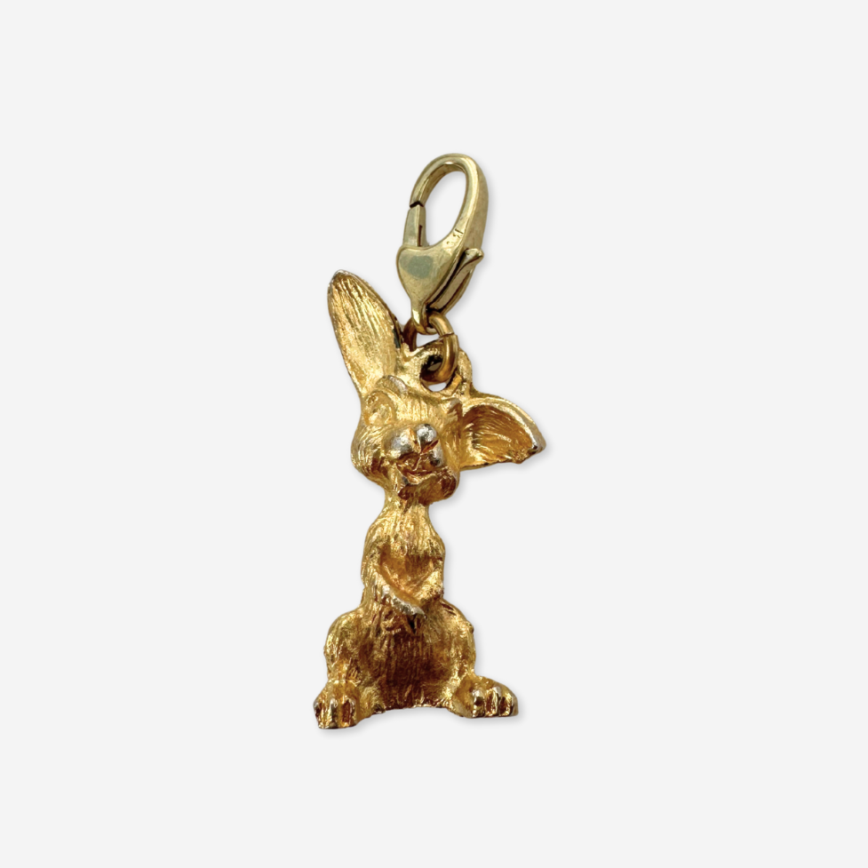 Vintage gold tone bunny rabbit charm pendant