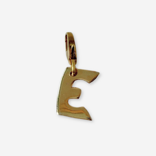 Small vintage gold plated letter "E" charm
