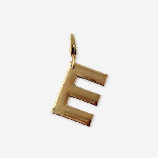 Vintage shiny gold letter "E" monogram charm