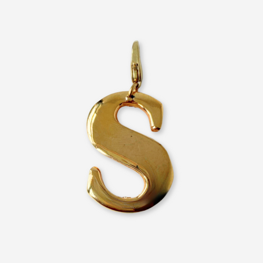 Refashioned vintage shiny gold letter "S" monogram charm