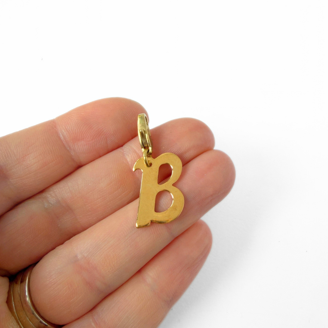 Refashioned vintage gold plated letter "B" charm