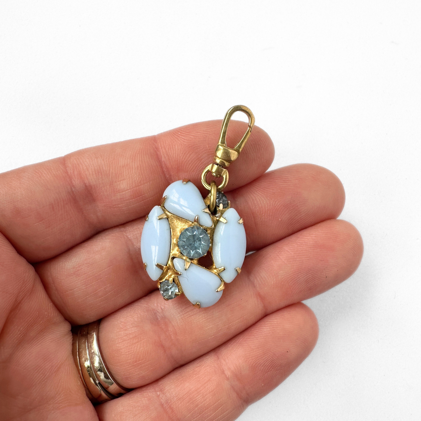 Vintage periwinkle and light blue rhinestone charm