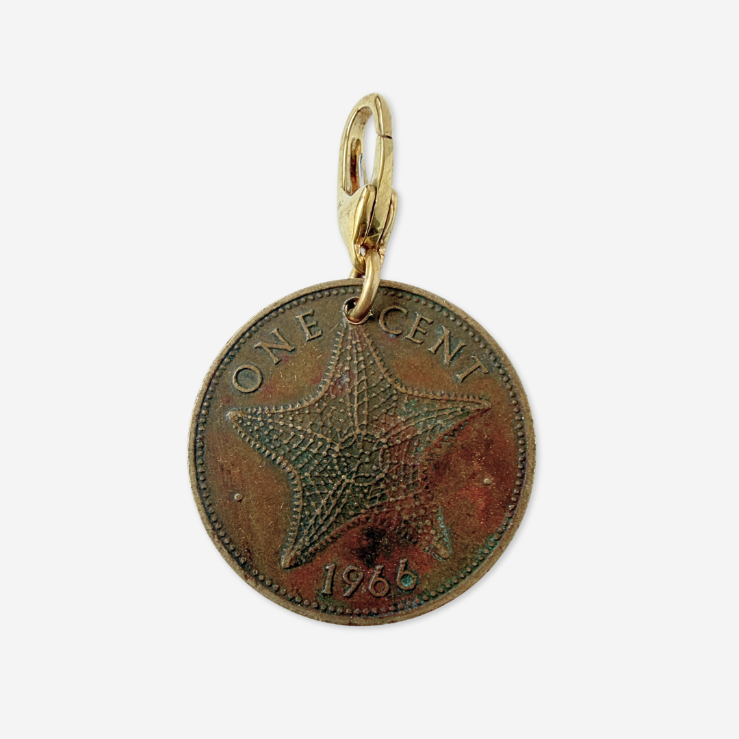Vintage Queen Elizabeth Bohemian one cent coin charm
