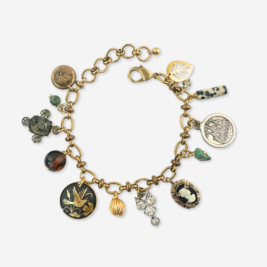 Repurposed vintage mixed charm bracelet
