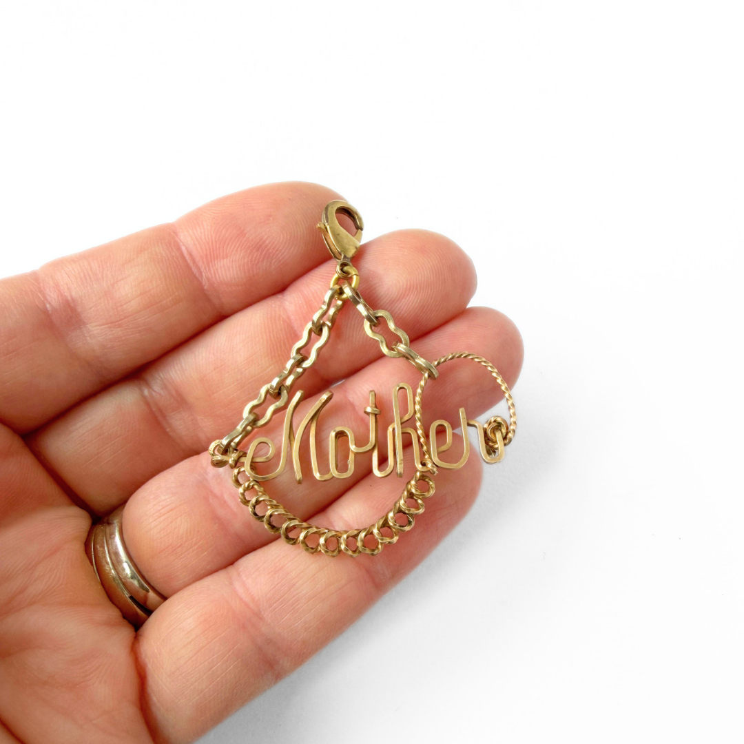 Refashioned vintage "Mother" wirework charm