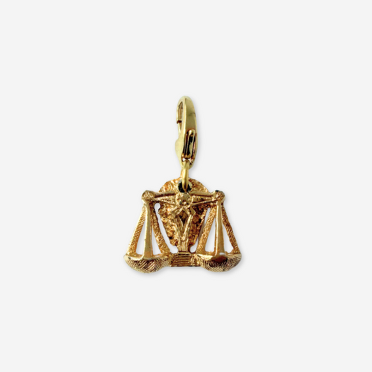Small vintage gold tone Libra scales zodiac charm