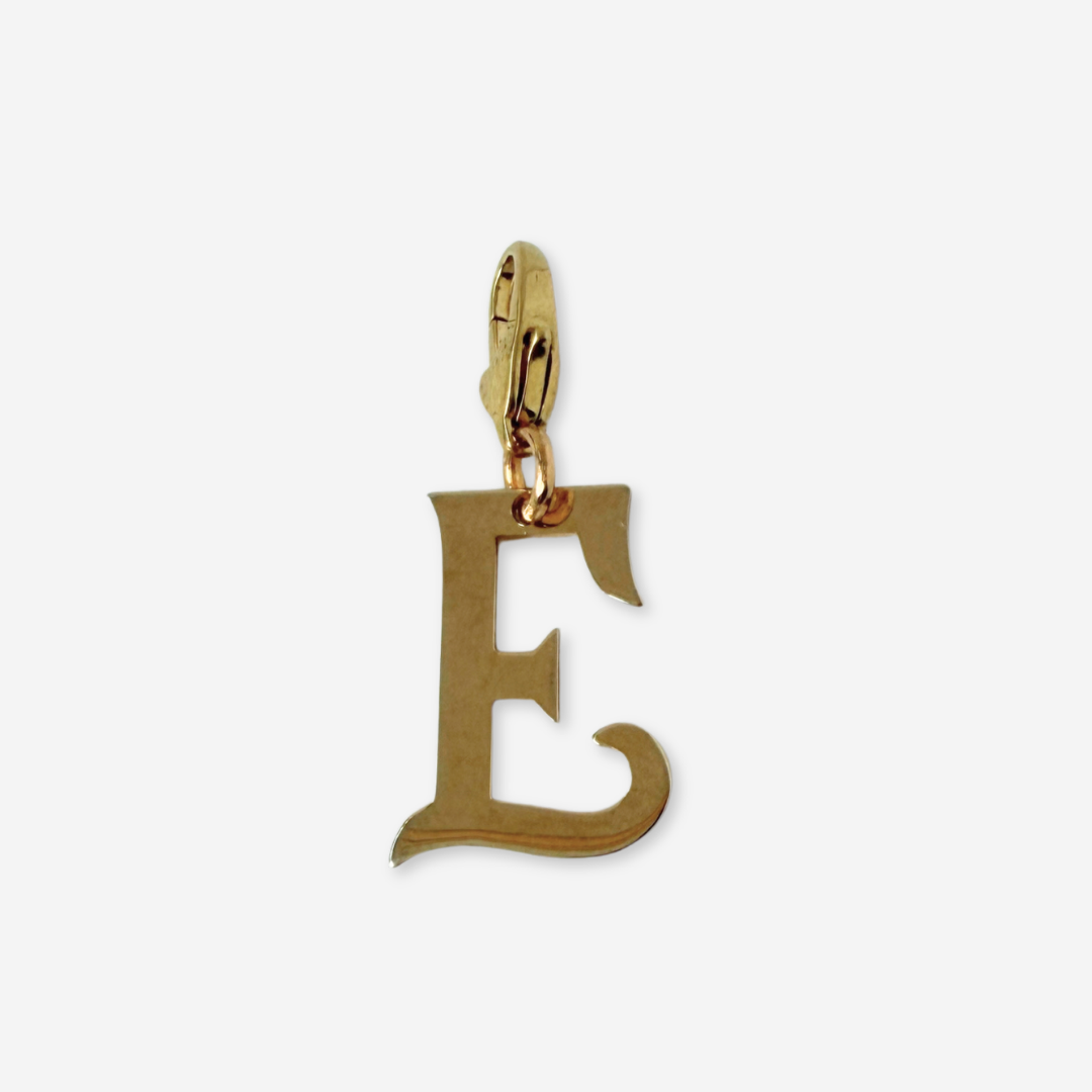 Refashioned vintage gold plated letter "E" charm