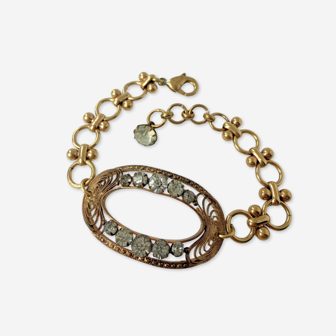 Repurposed vintage oval Czech glass rhinestone bracelet