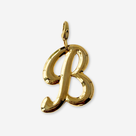 Large vintage shiny gold letter "B" monogram charm