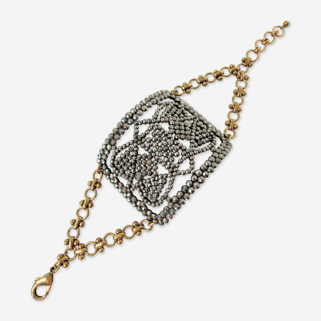 Repurposed Vintage French steel cut shoe buckle bracelet