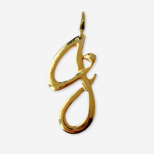 Large vintage shiny gold letter "G" monogram charm