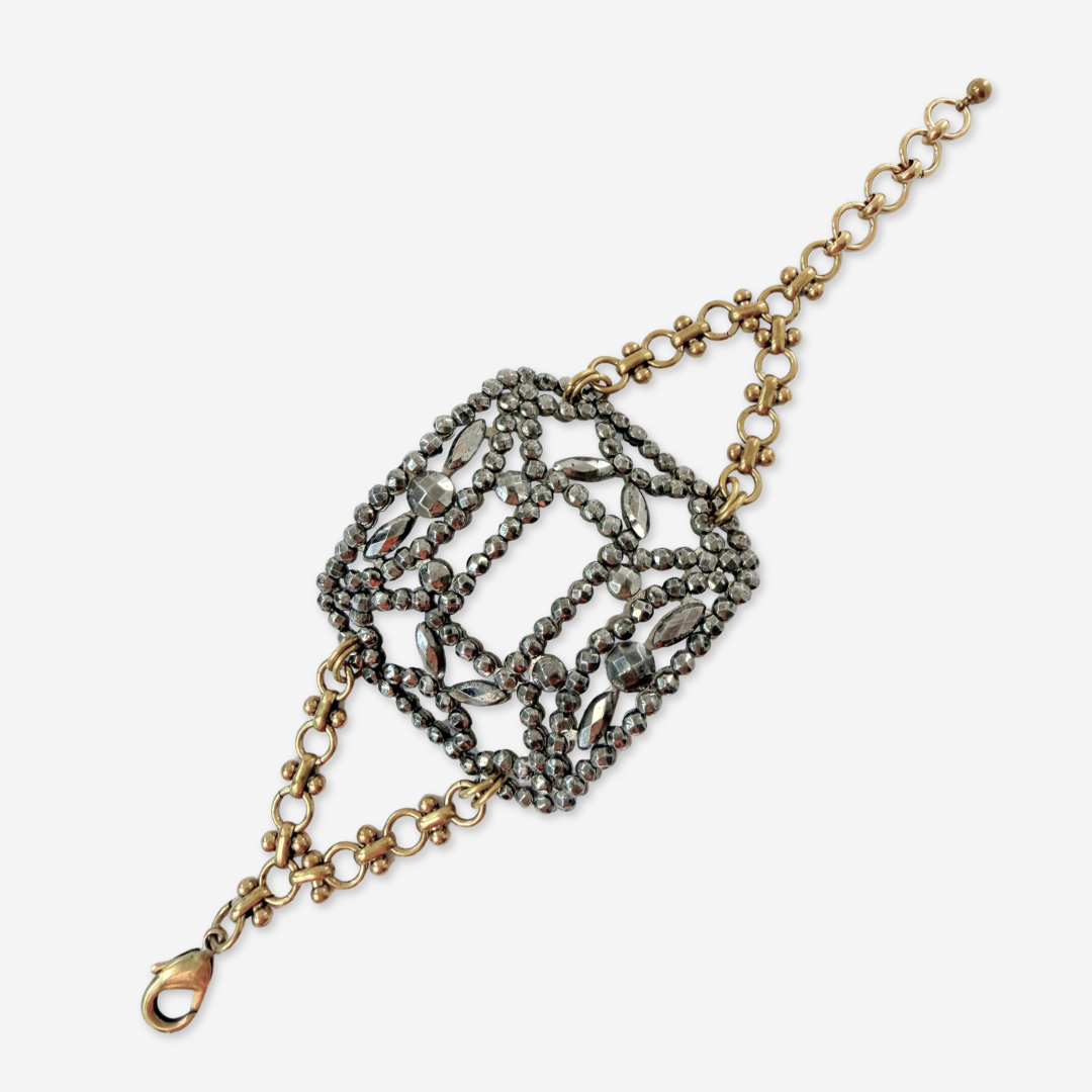 Repurposed Vintage French steel cut shoe buckle bracelet