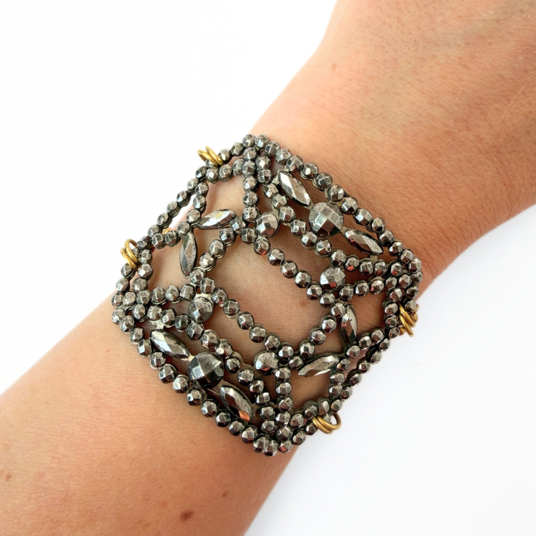 Repurposed Vintage French steel cut shoe buckle bracelet