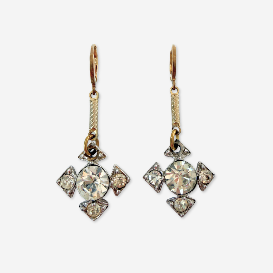Refashioned vintage rhinestone drops with gold bar links