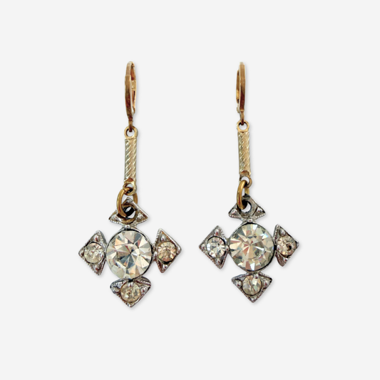 Refashioned vintage rhinestone drops with gold bar links
