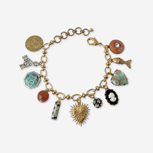 Repurposed vintage mixed charm bracelet
