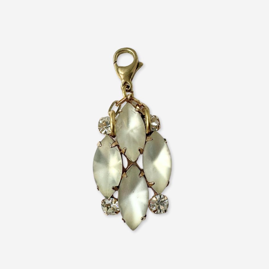 Vintage frosted navette rhinestone charm