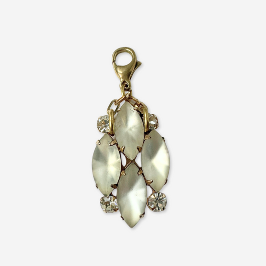 Vintage frosted navette rhinestone charm