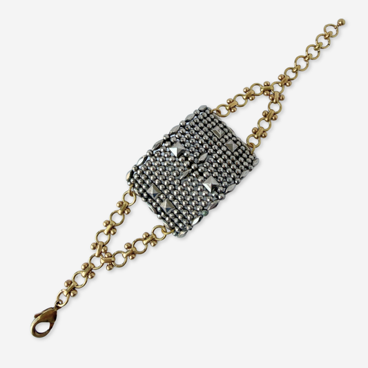 Repurposed Vintage French steel cut shoe buckle bracelet