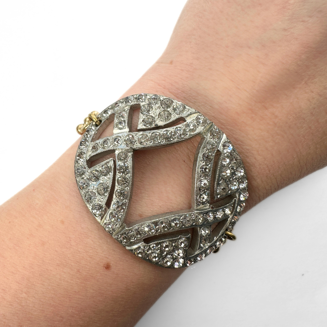 Refashioned Antique Oval Rhinestone Shoe Buckle bracelet