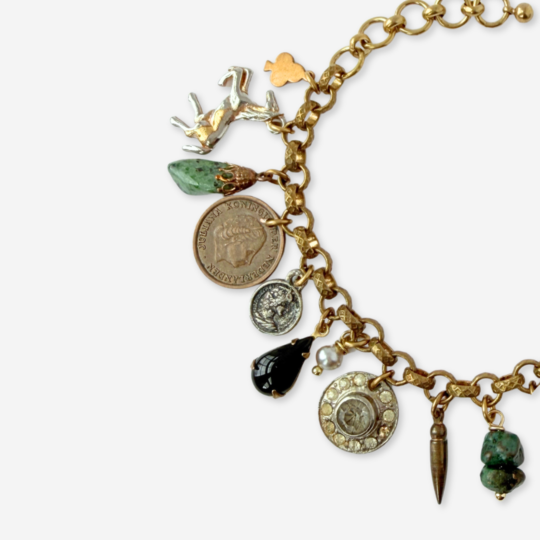 Loaded horse-themed vintage charm bracelet