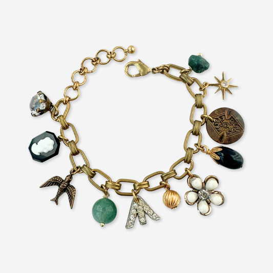 Repurposed vintage mixed charm bracelet