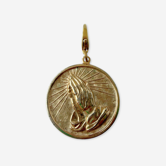 Vintage large gold tone serenity prayer medallion charm