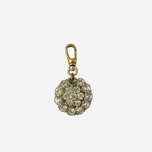 Clear rhinestone vintage circular button charm