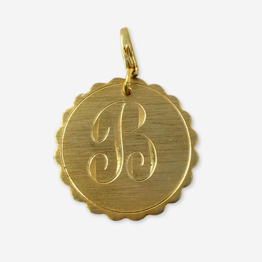 Vintage gold tone scalloped letter "B" monogram charm