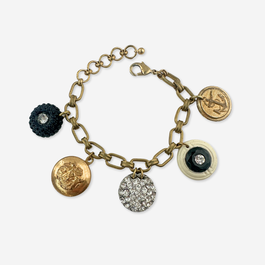 Repurposed vintage mixed button charm bracelet