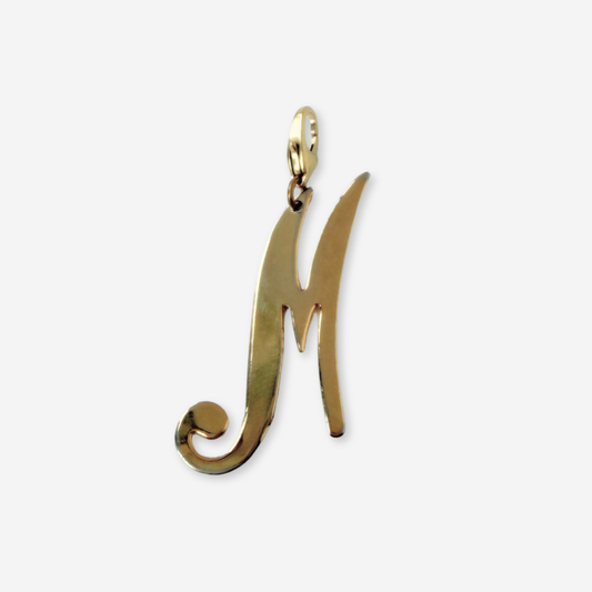 Large vintage shiny gold letter "M" charm