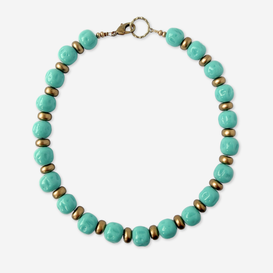 Vintage Japanese Baroque Glass beaded necklace: Robins Egg Blue