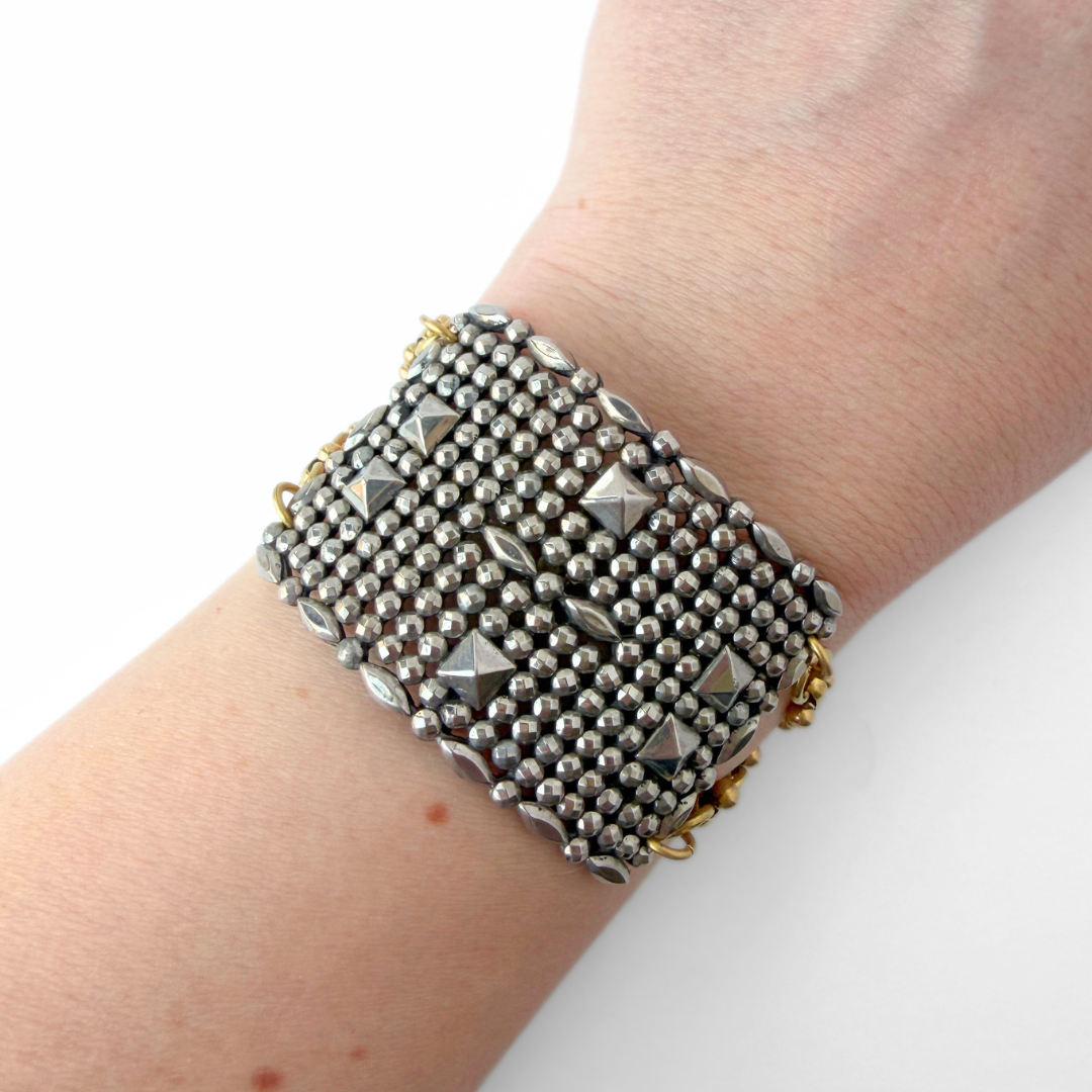 Repurposed Vintage French steel cut shoe buckle bracelet