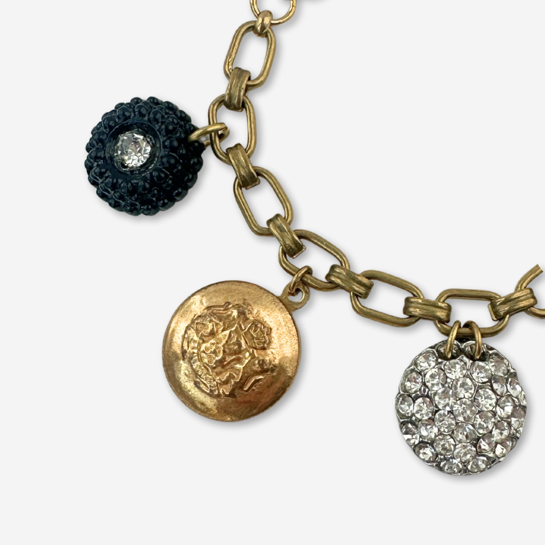 Repurposed vintage mixed button charm bracelet